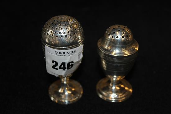 2 George III silver pepper pots(-)